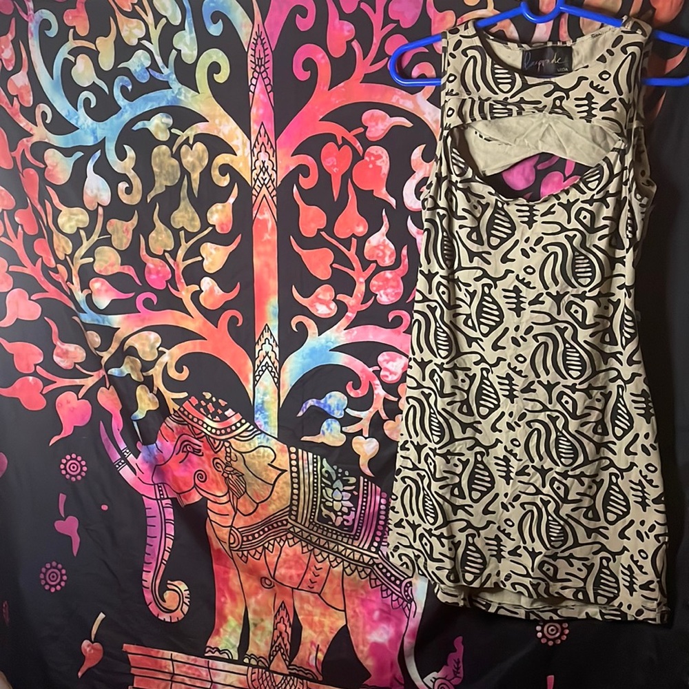 Aztec mini dress cut out on back and on chest